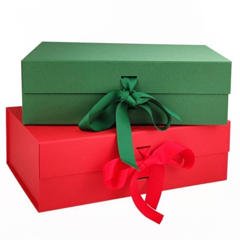 Caja de regalo de papel de cartón magnético plegable con mango de cinta para joyería
